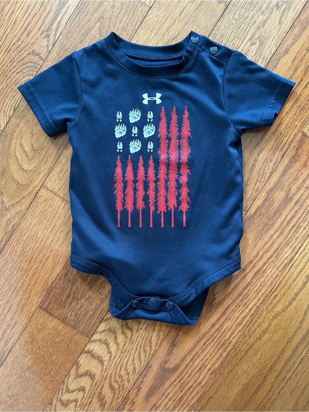 Under Armour Infant Bodysuit Red, White Blue Flag Design 3-6M